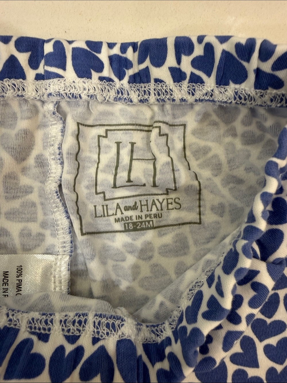 Lila and Hayes Blue Heart Print 2 Piece PJ Set 18-24M - Picture 4 of 5
